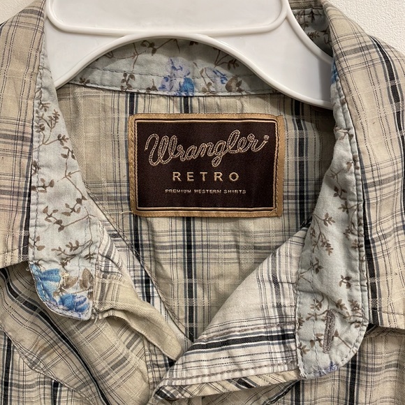 Wrangler Retro Cotton Plaid Pearl Snap Shirt, Men's‎ Medium - Picture 3 of 8